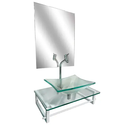 Kit Lavabo+Cuba+Espelho Basic Incolor Dulluc